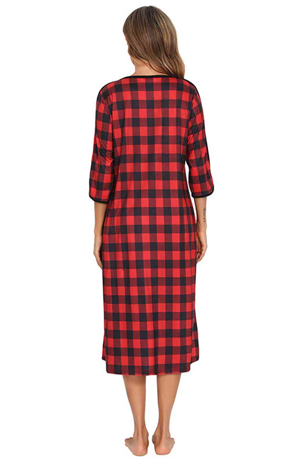 Round Neck Three-Quarter Sleeve Midi Night Dress king-general-store-5710.myshopify.com