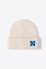 Letter N Patch Cuffed Knit Beanie king-general-store-5710.myshopify.com