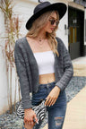 Open Front Cuffed Cropped Cardigan king-general-store-5710.myshopify.com