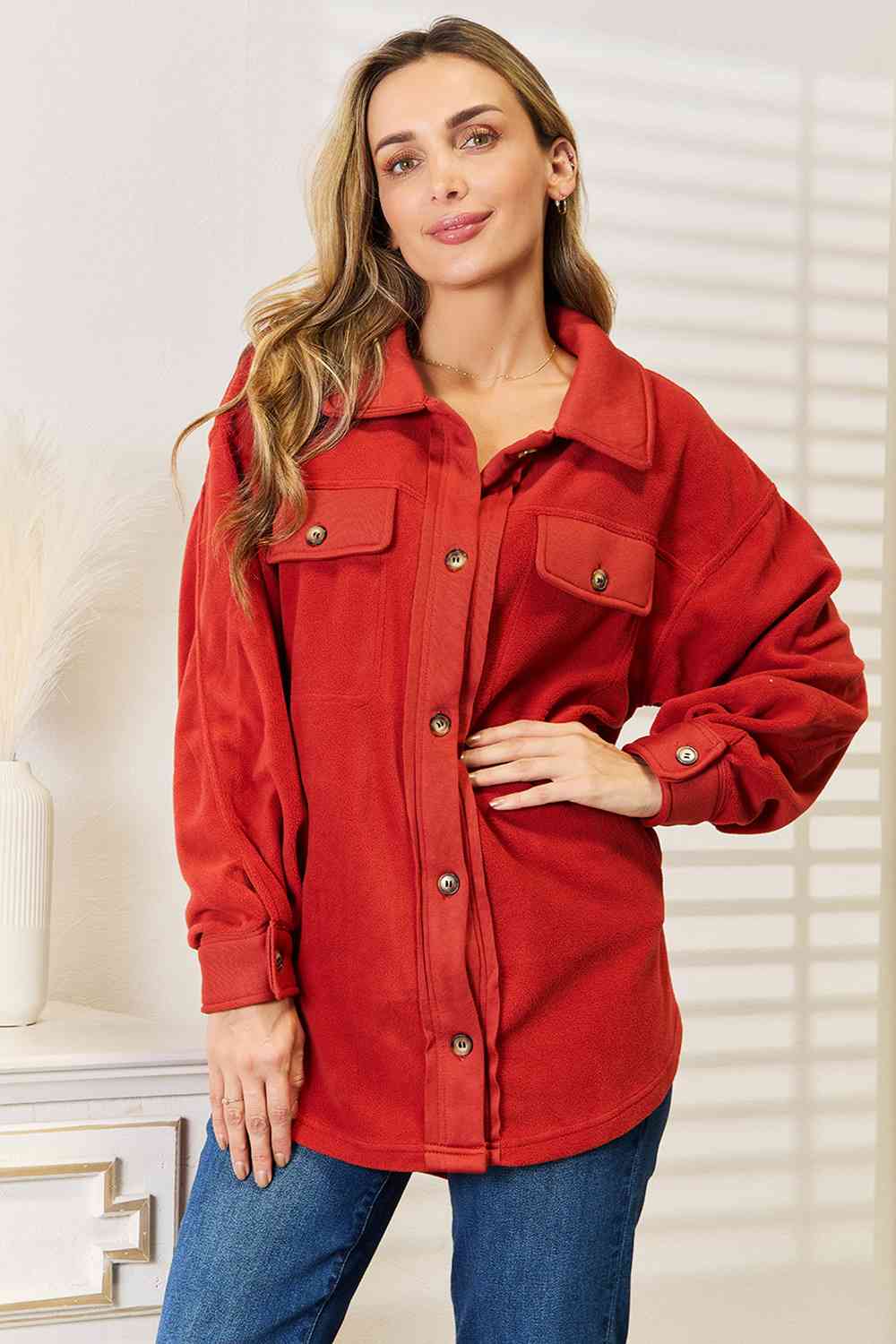 Heimish Cozy Girl Full Size Button Down Shacket king-general-store-5710.myshopify.com