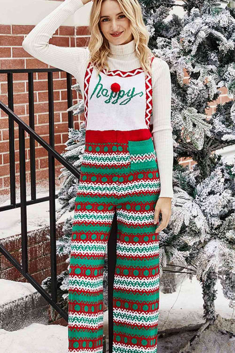 Christmas Knit Straight-Leg Overalls king-general-store-5710.myshopify.com