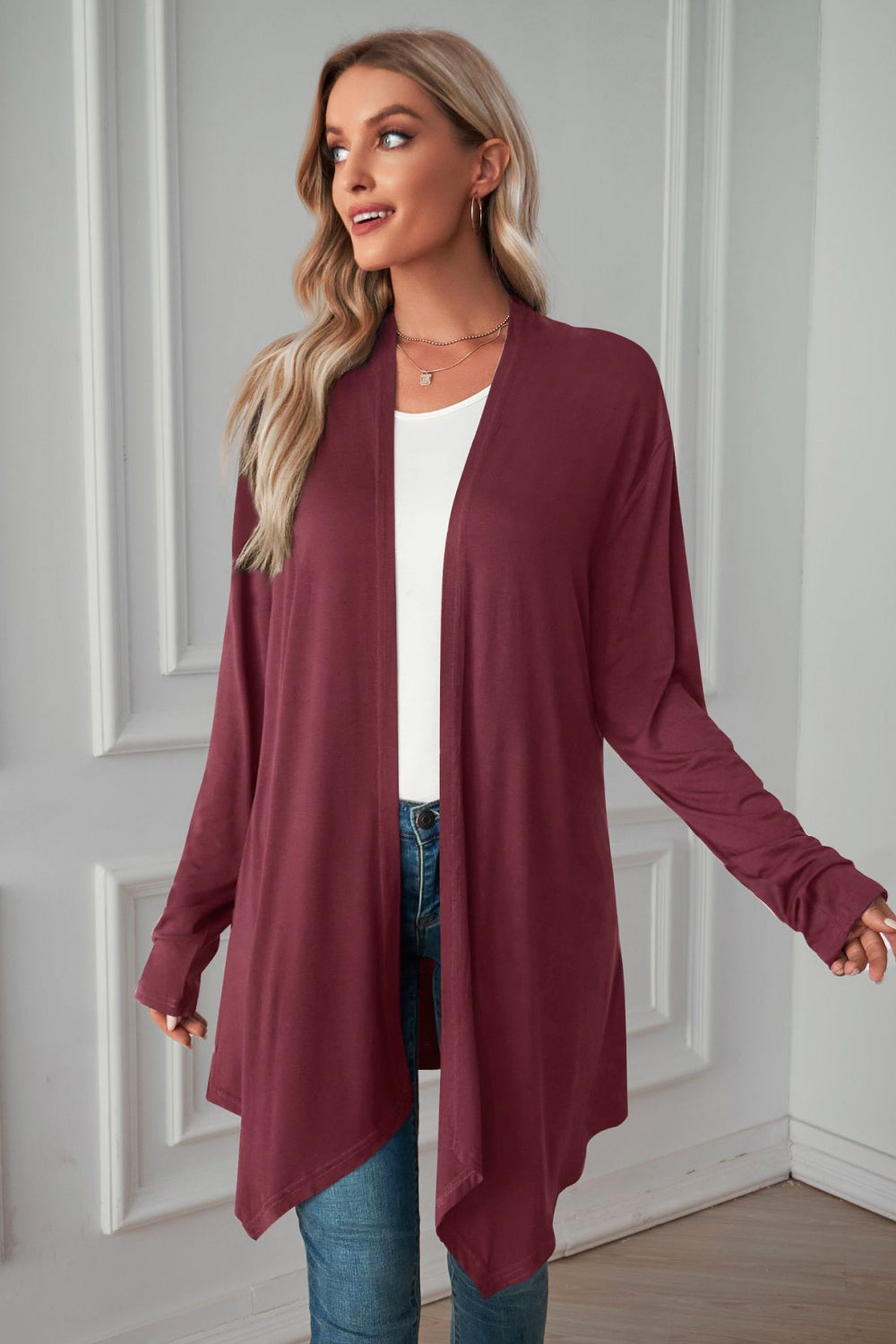 Open Front Long Sleeve Cardigan king-general-store-5710.myshopify.com