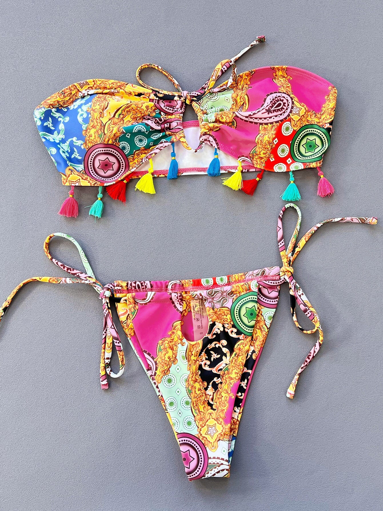 Printed Tied Strapless Bikini Set king-general-store-5710.myshopify.com