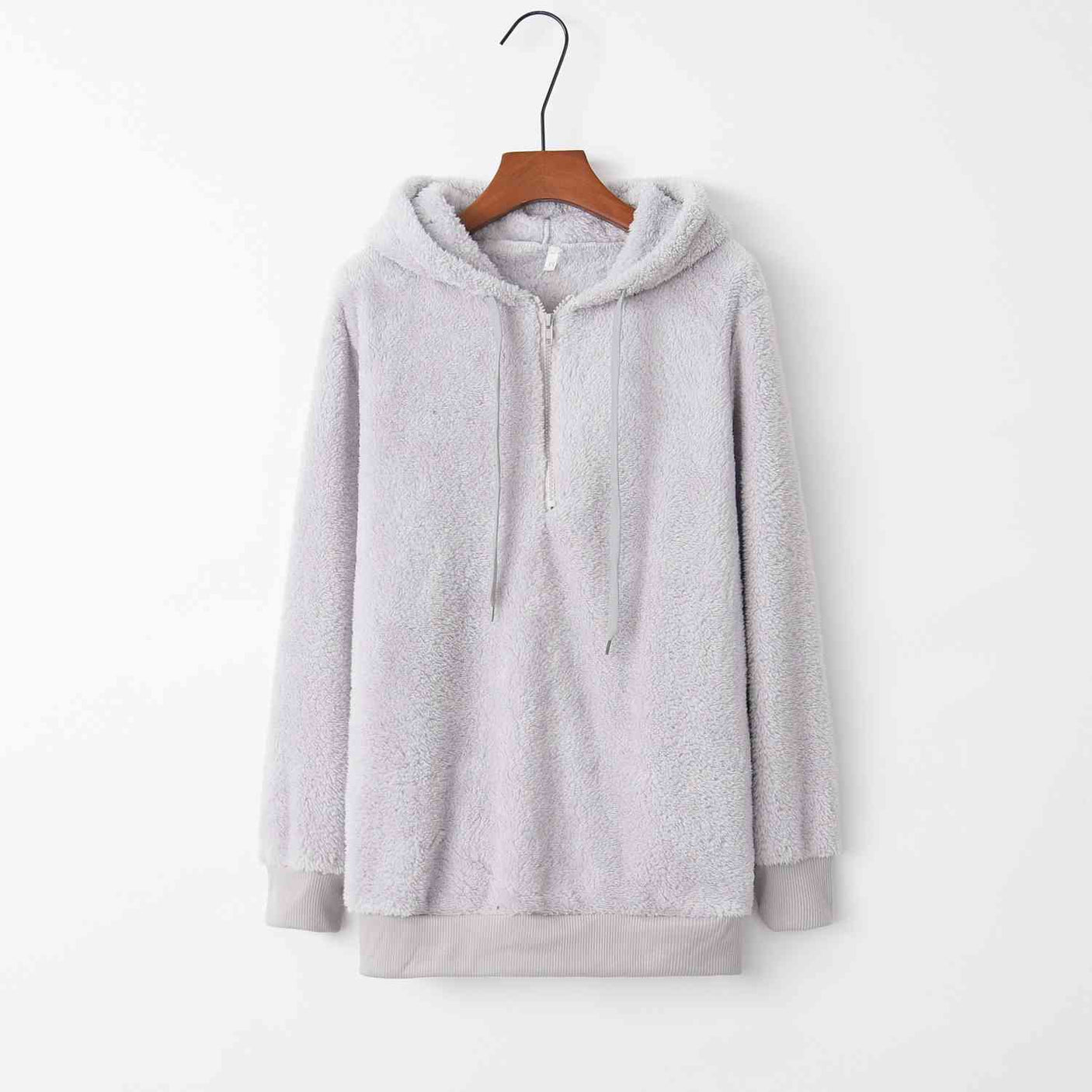 Quarter-Zip Drawstring Teddy Hoodie king-general-store-5710.myshopify.com