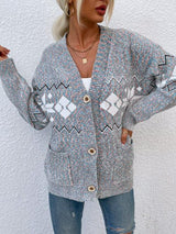 Heathered Pocketed Button Up Cardigan king-general-store-5710.myshopify.com