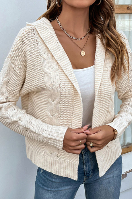 Cable-Knit Dropped Shoulder Hooded Cardigan king-general-store-5710.myshopify.com