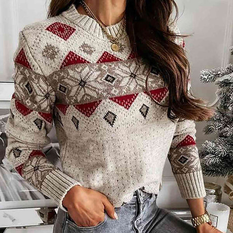 Snowflake Round Neck Sweater king-general-store-5710.myshopify.com