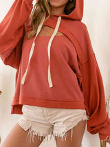 Cutout Drawstring Drop Shoulder Hoodie king-general-store-5710.myshopify.com