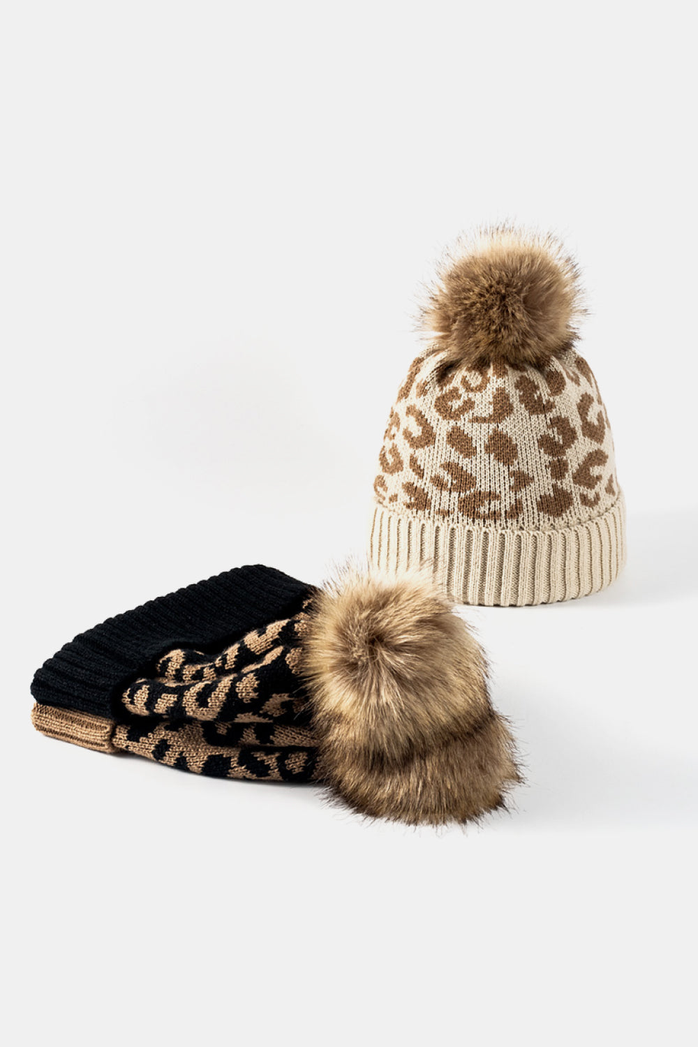 Leopard Pom-Pom Cuffed Beanie king-general-store-5710.myshopify.com