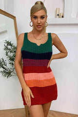 Color Block Notched Neck Slit Sweater Dress king-general-store-5710.myshopify.com