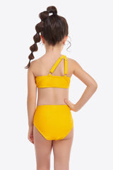 Ruffled One-Shoulder Buckle Detail Two-Piece Swim Set king-general-store-5710.myshopify.com