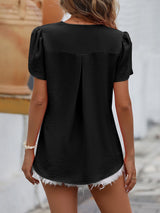 Ruche V-Neck Petal Sleeve Top king-general-store-5710.myshopify.com