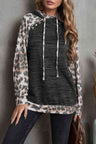 Leopard Color Block Raglan Sleeve Hoodie king-general-store-5710.myshopify.com