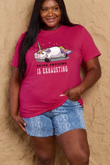 Simply Love Full Size BEING AWESOME IS EXHAUSTING Graphic Cotton Tee king-general-store-5710.myshopify.com