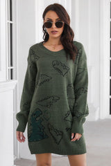 Dinosaur Pattern V-Neck Sweater Dress king-general-store-5710.myshopify.com