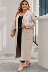 Plus Size Collared Neck Buttoned Longline Coat king-general-store-5710.myshopify.com