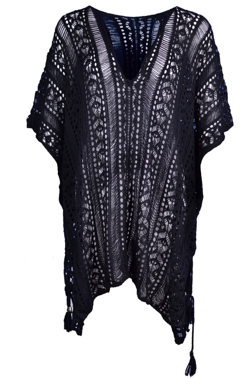 Cutout V-Neck Cover-Up with Tassel