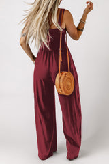 Smocked Square Neck Wide Leg Jumpsuit with Pockets king-general-store-5710.myshopify.com