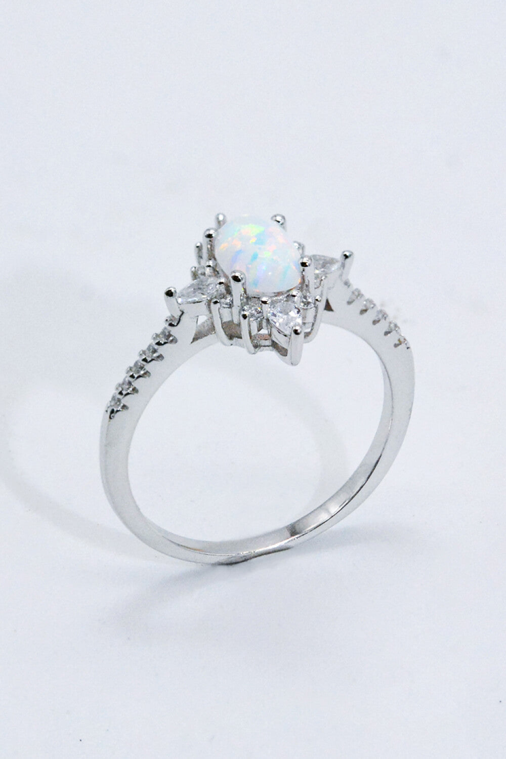 Platinum-Plated Opal and Zircon Ring king-general-store-5710.myshopify.com