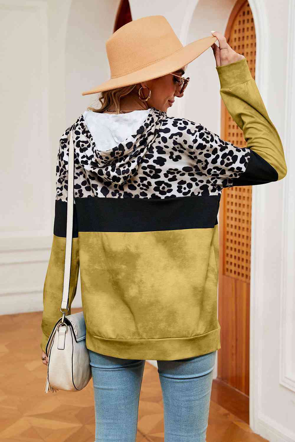 Leopard Drawstring Hoodie with Pocket king-general-store-5710.myshopify.com