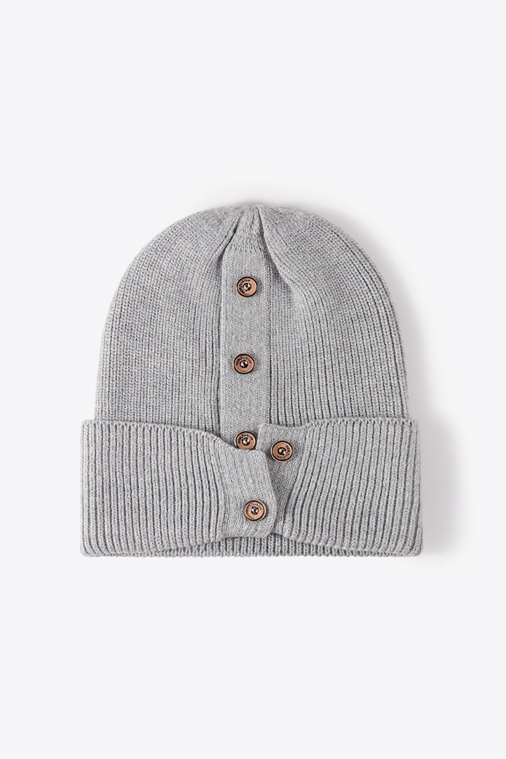 Button Detail Rib-Knit Cuff Beanie king-general-store-5710.myshopify.com