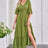 V-Neck Flounce Sleeve Smocked Waist High Slit Dress king-general-store-5710.myshopify.com