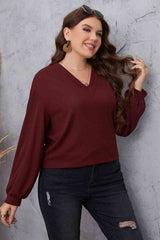 Melo Apparel Plus Size V-Neck Dropped Shoulder Blouse king-general-store-5710.myshopify.com