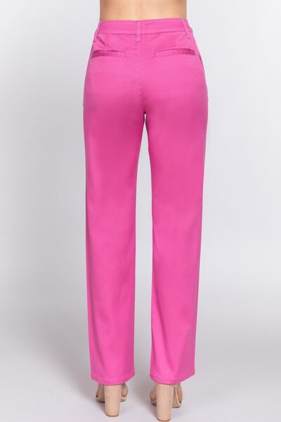 ACTIVE BASIC High Waist Straight Twill Pants king-general-store-5710.myshopify.com