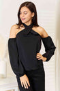 Double Take Grecian Cold Shoulder Long Sleeve Blouse king-general-store-5710.myshopify.com