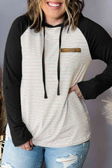 Plus Size Striped Long Sleeve Hoodie king-general-store-5710.myshopify.com