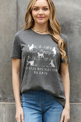 Simply Love Full Size EASILY DISTRACTED BY CATS Graphic Cotton Tee king-general-store-5710.myshopify.com