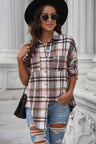 Plaid Curved Hem Dropped Shoulder Longline Shirt Jacket king-general-store-5710.myshopify.com