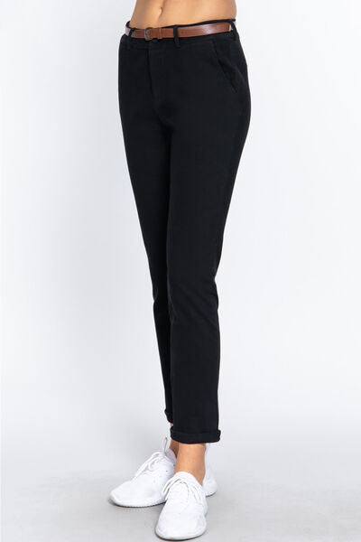 ACTIVE BASIC Cotton-Span Twill Straight Pants king-general-store-5710.myshopify.com