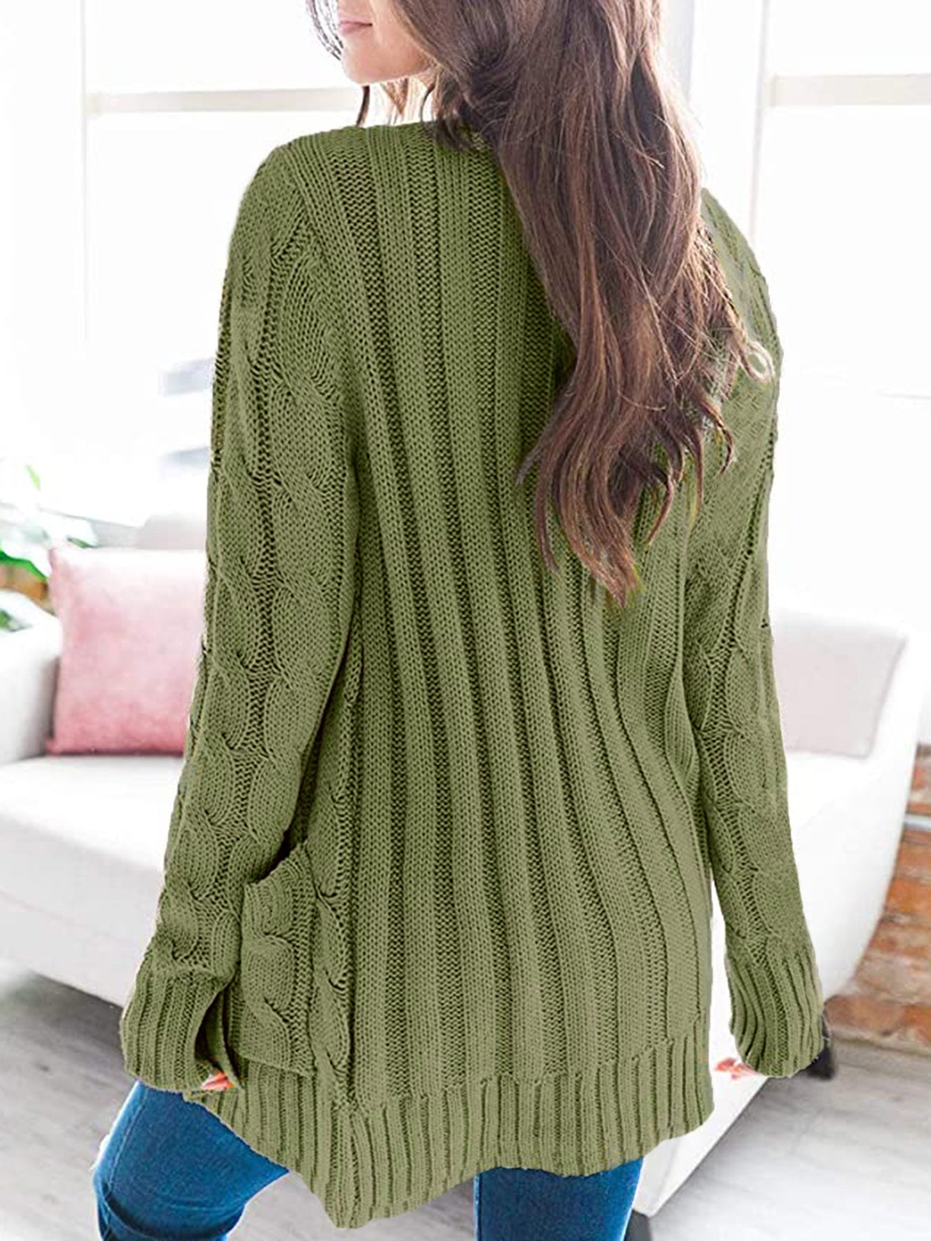 Cable-Knit Buttoned Cardigan with Pockets king-general-store-5710.myshopify.com