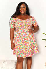 Double Take Smocked Sweetheart Neck Flounce Sleeve Mini Dress king-general-store-5710.myshopify.com