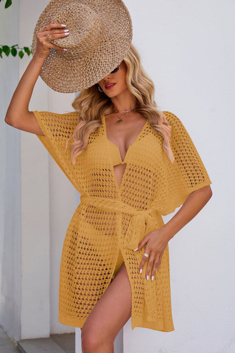 Openwork Tie Waist Cover Up king-general-store-5710.myshopify.com