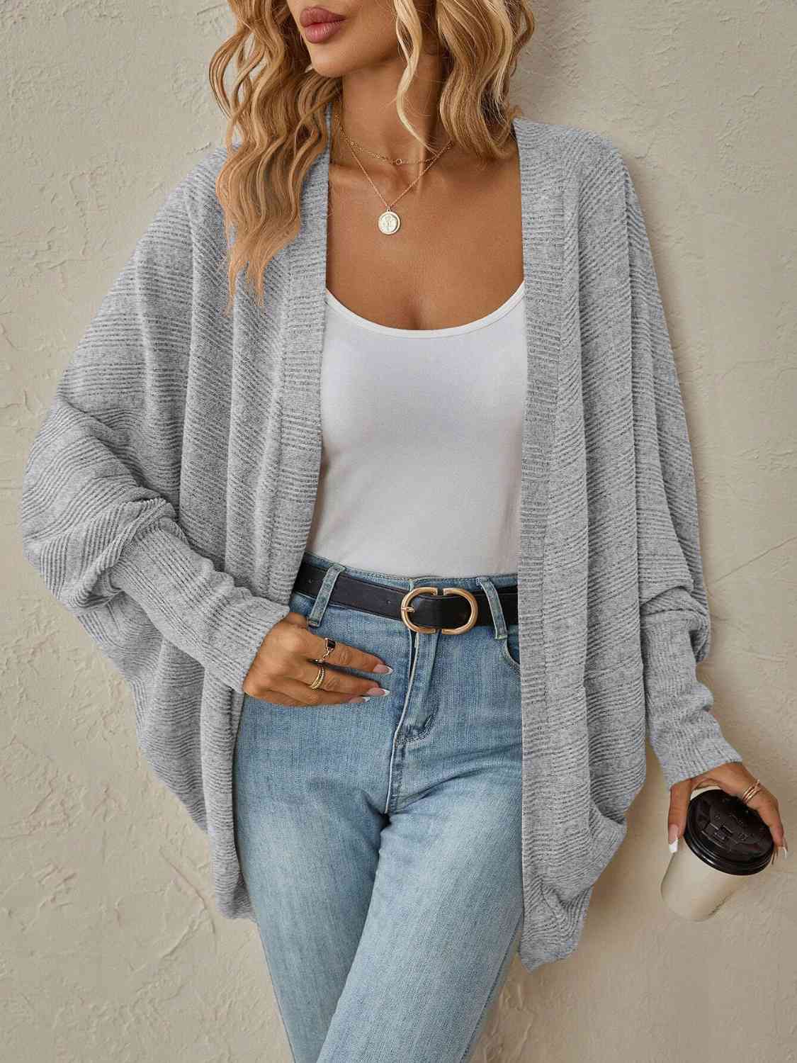 Open Front  Dropped Shoulder Cardigan king-general-store-5710.myshopify.com