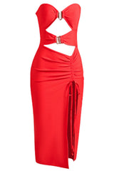 Cutout Strapless Drawstring Detail Split Bandage Dress king-general-store-5710.myshopify.com