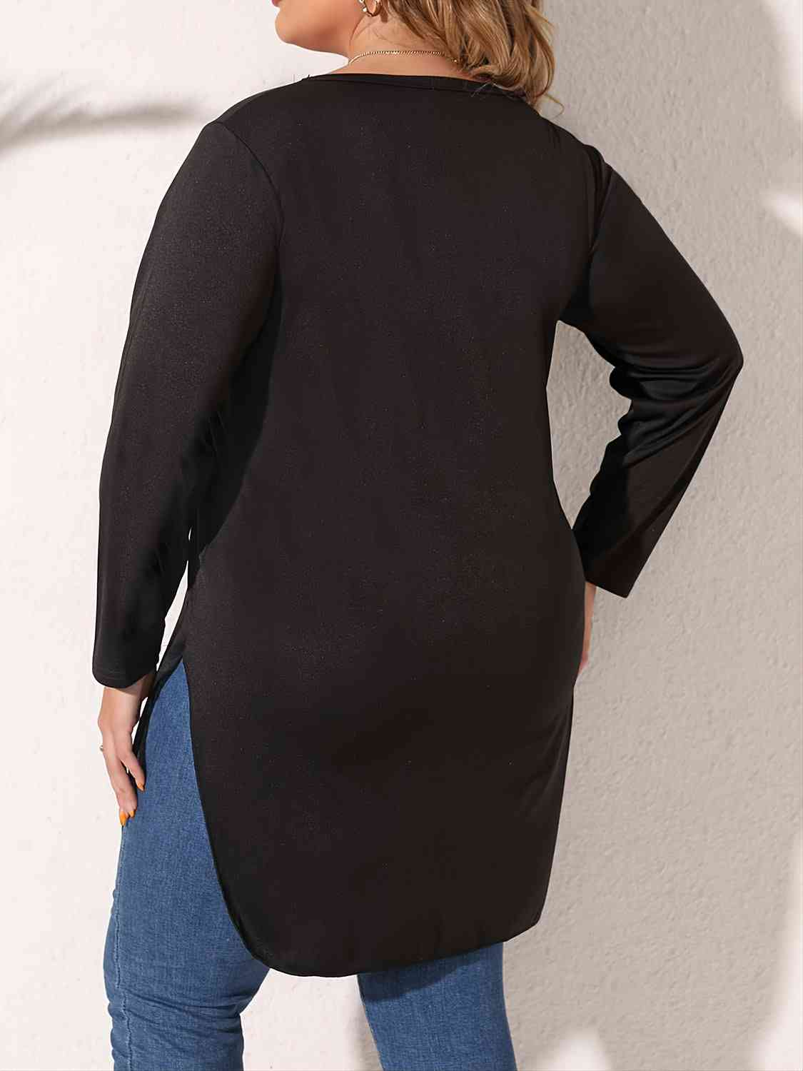 Plus Size Slit Long Sleeve T-Shirt king-general-store-5710.myshopify.com