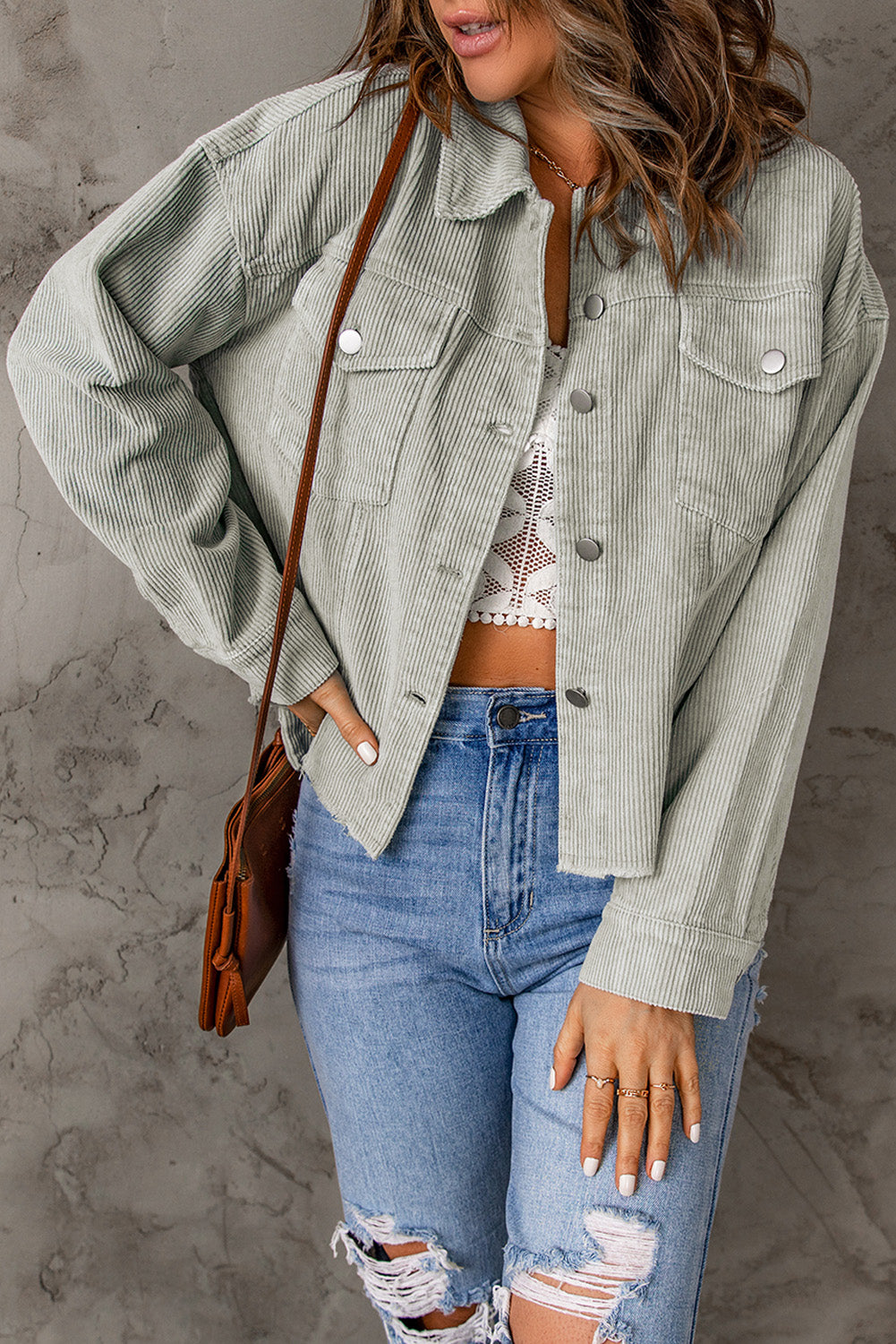 Double Take Raw Hem Button Down Corduroy Jacket with Pockets king-general-store-5710.myshopify.com