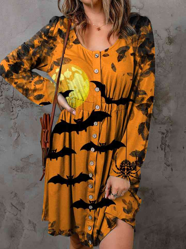 Full Size Halloween Theme Round Neck Long Sleeve Magic Dress king-general-store-5710.myshopify.com