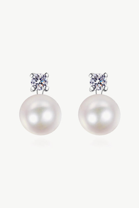 Moissanite Pearl Stud Earrings king-general-store-5710.myshopify.com