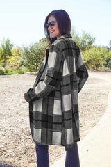 Double Take Full Size Plaid Button Up Lapel Collar Coat king-general-store-5710.myshopify.com