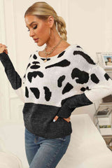 Full Size Two-Tone Boat Neck Sweater king-general-store-5710.myshopify.com