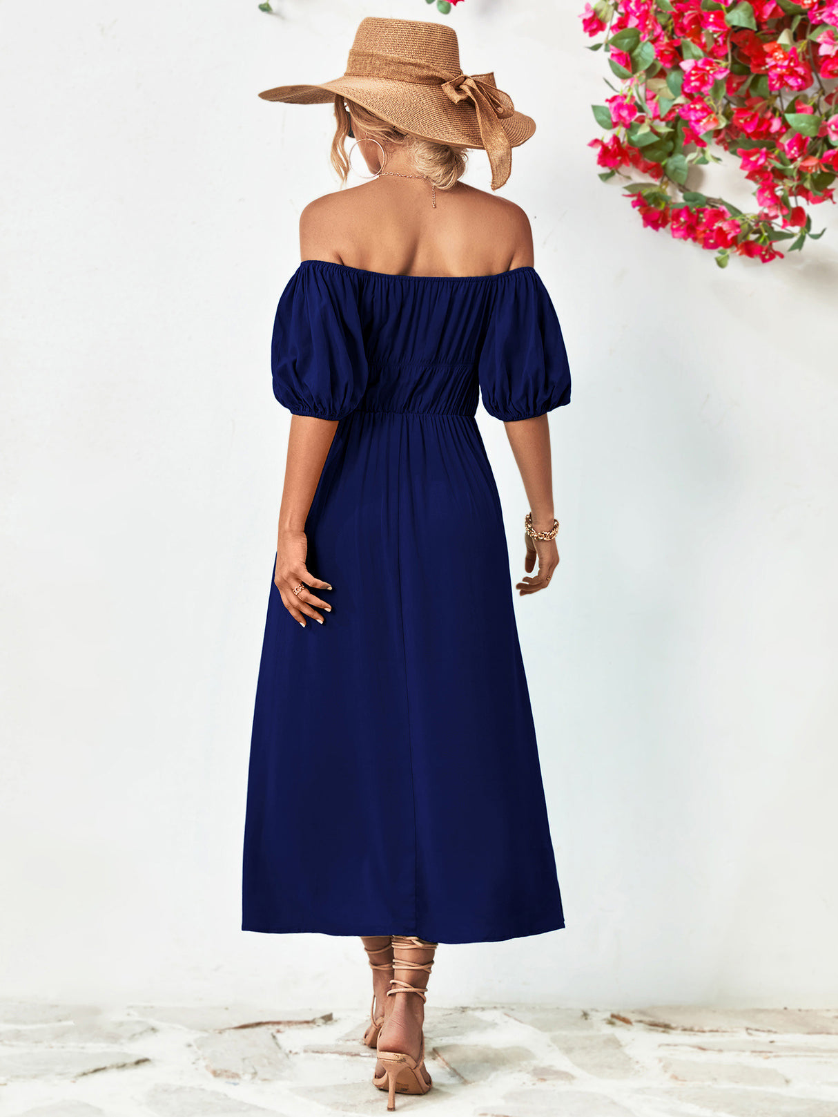 Off-Shoulder Balloon Sleeve Midi Dress king-general-store-5710.myshopify.com