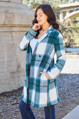 Double Take Full Size Plaid Button Up Lapel Collar Coat king-general-store-5710.myshopify.com