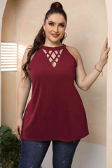 Plus Size Halter Neck Cutout Sleeveless Dress king-general-store-5710.myshopify.com