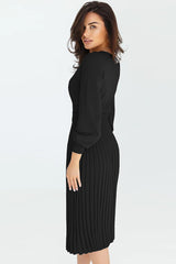 Round Neck Long Sleeve Pleated Sweater Dress king-general-store-5710.myshopify.com