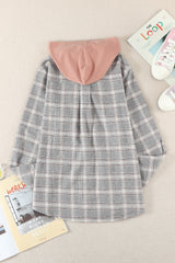 Plaid Drawstring Hooded Shirt Jacket king-general-store-5710.myshopify.com