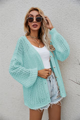 Openwork V-Neck Dropped Shoulder Cardigan king-general-store-5710.myshopify.com